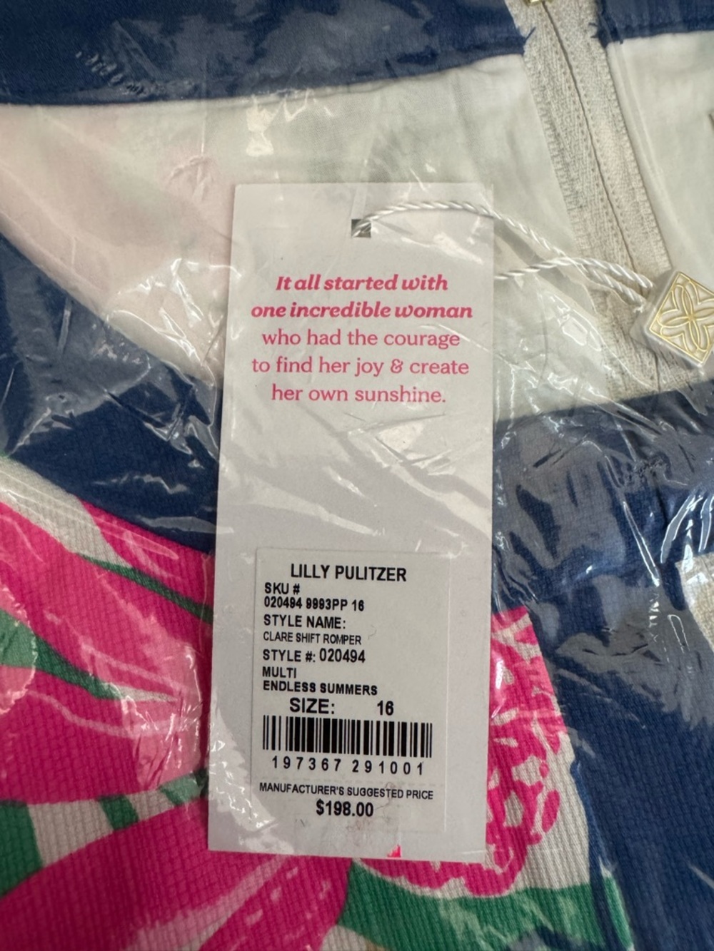 NWT Lilly Pulitzer 16 Clare Shift Romper “Endless Summers” sz 16 - Picture 11 of 12